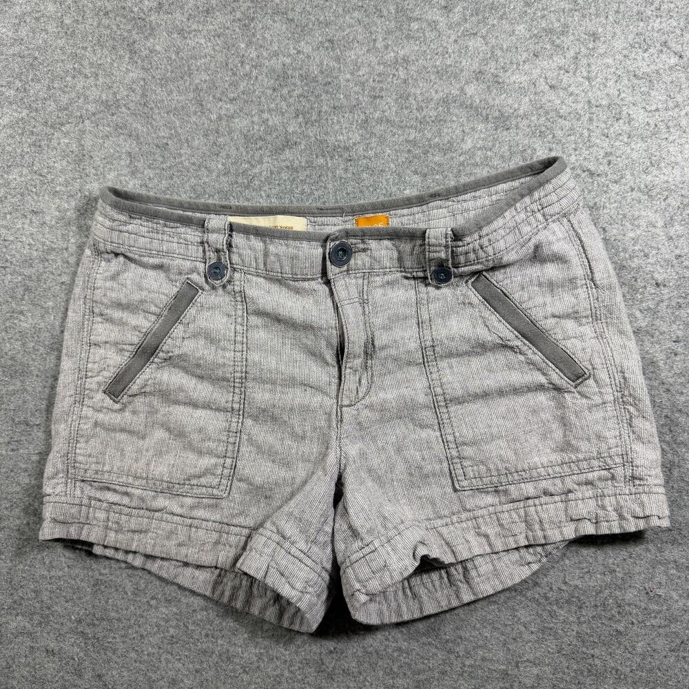 Pilcro And The Letterpress Shorts Womens 6 Gray Linen Cuffed Hem Casual Preppy